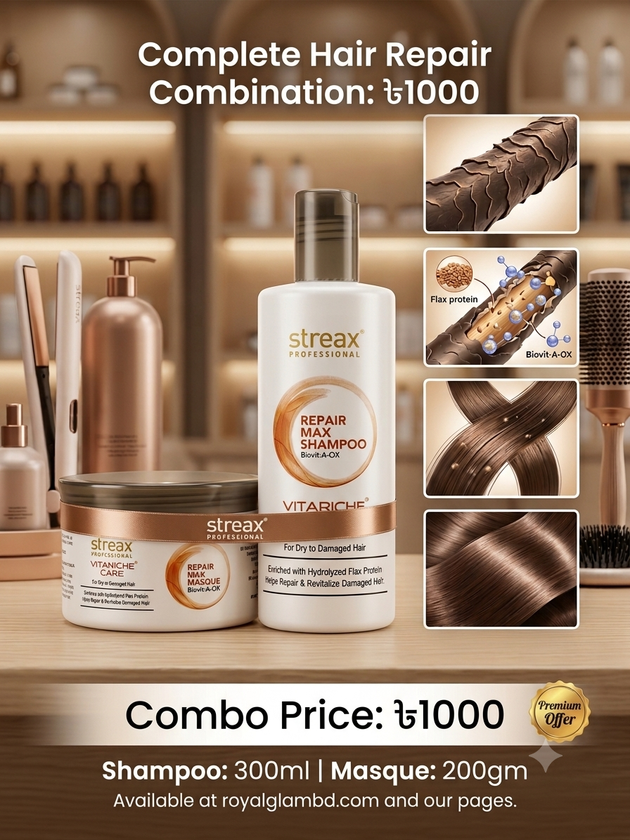 1784132969668 Streax Professional Repair Max Combo (Shampoo + Masque) - Image 1