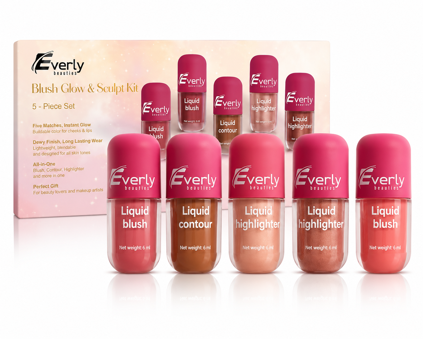Everly Beauties 5 in 1 liquid Blush Set