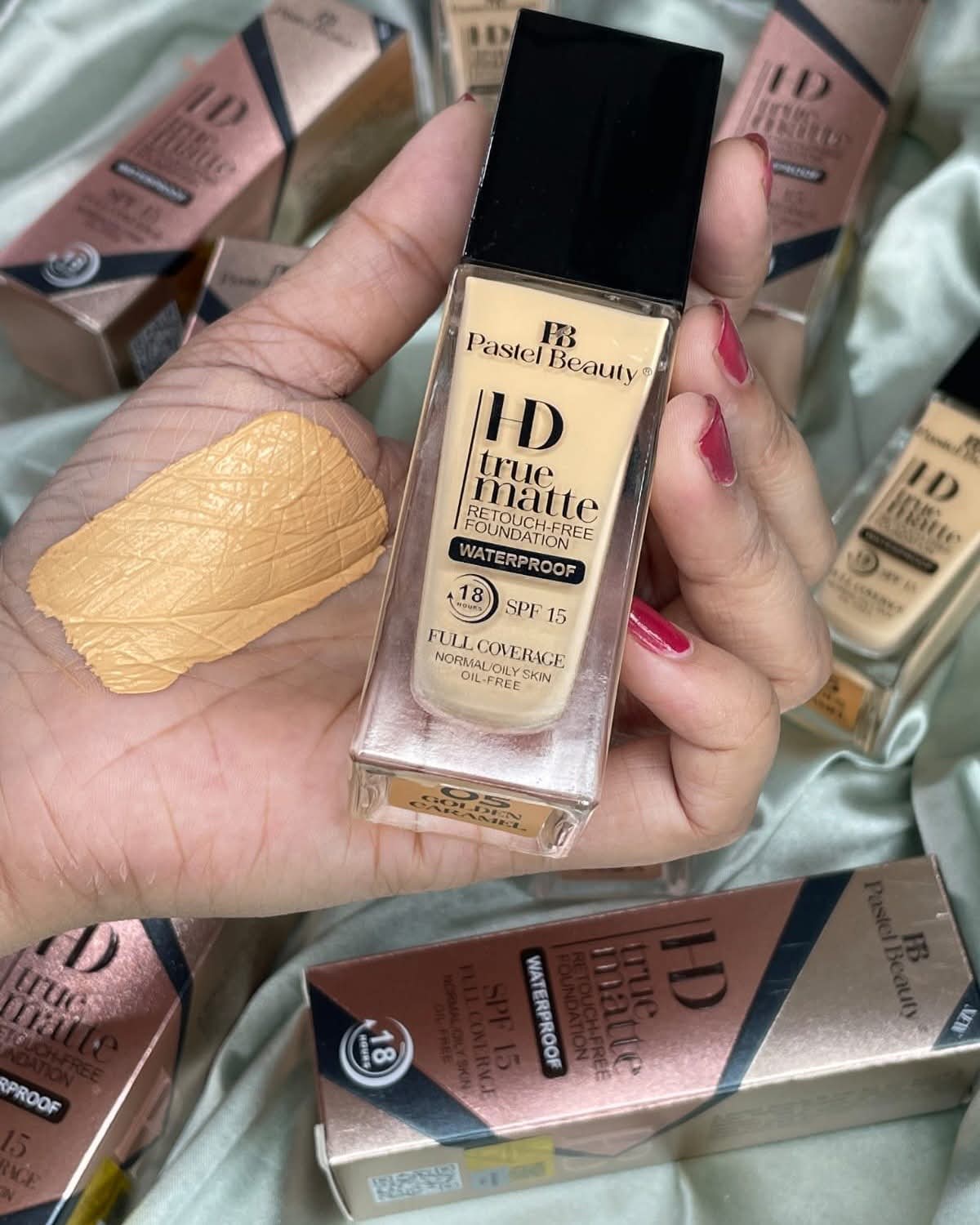 FB_IMG_1784717519901 Pastel Beauty HD True Matte Retouch-Free Foundation (Almond) - Image 1