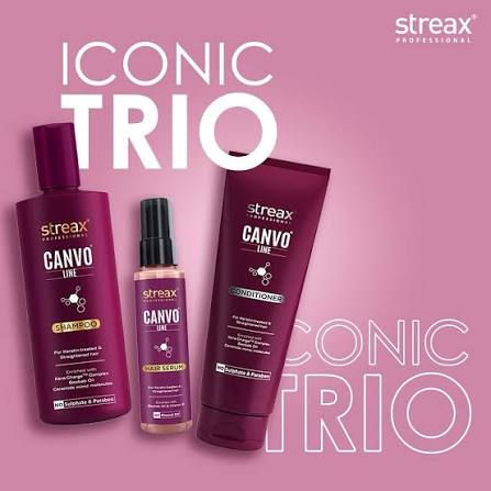 Streax Professional Canvoline Hair Straightening Range ICONIC TRIO shampoo Streax Professional Canvoline Hair Straightening Range ICONIC TRIO shampoo - Image 1