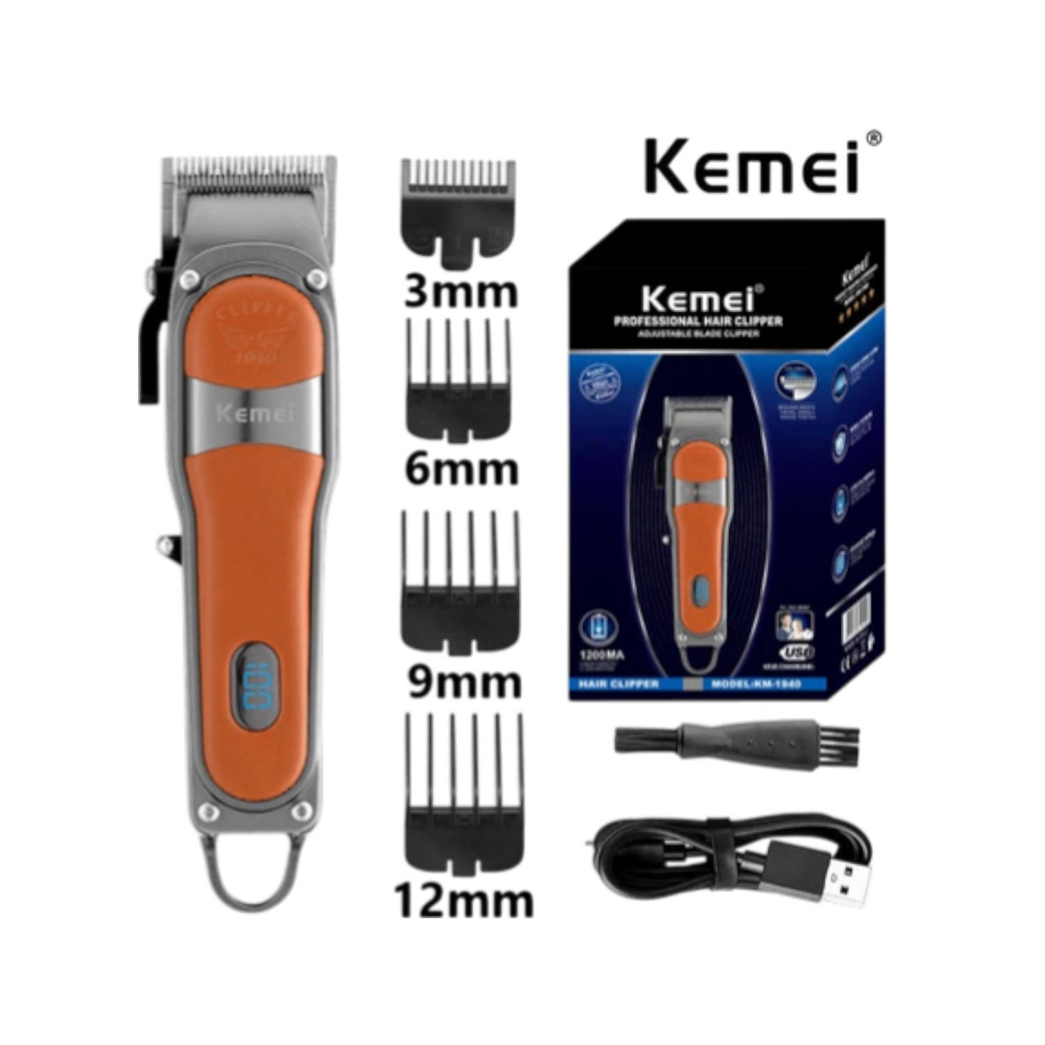 Kemei KM-1940 Professional Hair Clipper & Beard Trimmer