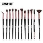 MAANGE 12 Pcs Professional Makeup Brush Set - Black & Rose Gold