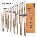 MAANGE 18 Pcs Professional Makeup Brush Set - Golden Champagne / Bronze