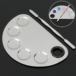 Stainless Steel Makeup Blending Palette & Spatula Set (Semi-Circle / Artist Design)