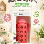 Minitree Glass Regular-Neck Feeding Bottle with Handle (8oz / 240ml)
