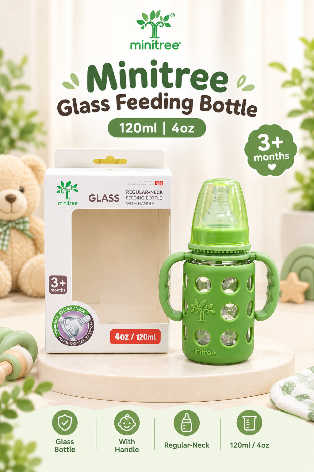 file_00000000f3ac81f4a793b201cbec7ab8 Minitree Glass Regular-Neck Feeding Bottle with Handle (4oz / 120ml) - Image 1